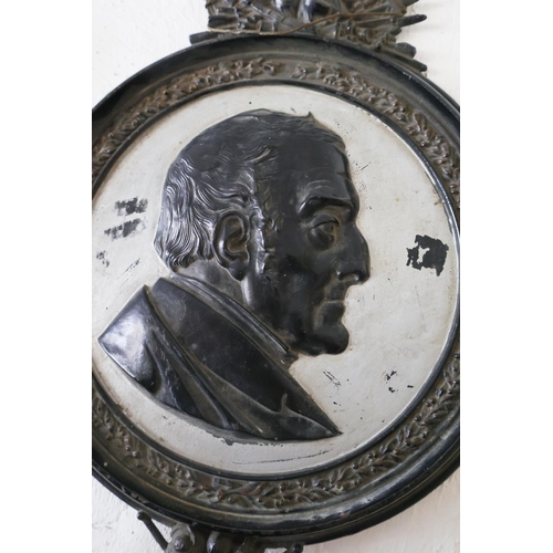 1294 - Cast Iron Duke of Wellington Commemorative Wall Plaque Victorian Approximately 12 Inches High