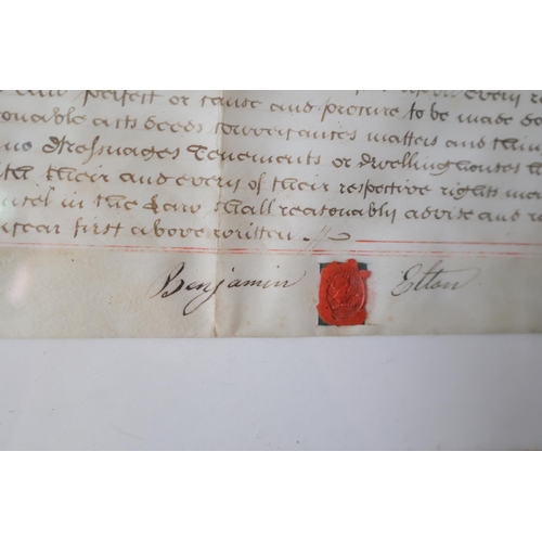 1296 - Framed Indenture on Vellum with Seal Frame Size Approximately 32 Inches High x 40 Inches Wide