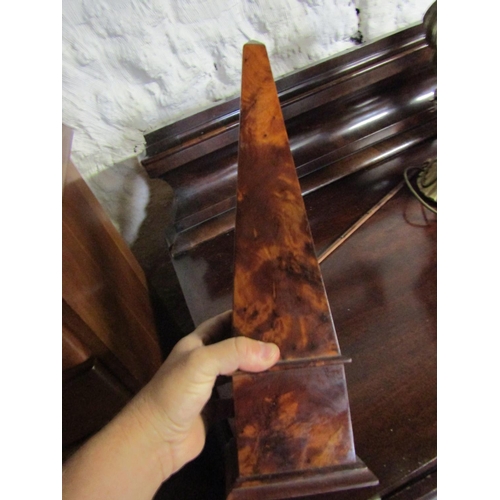 1301 - Pair of Antique Figured Walnut Obelisks Each Approximately 22 Inches High