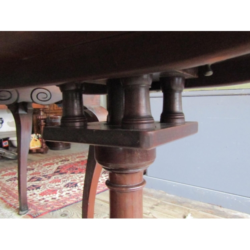 1313 - George III Mahogany Tea Table on Carved Tripod Base Recessed Brass Barrell Casters Well Carved Centr... 