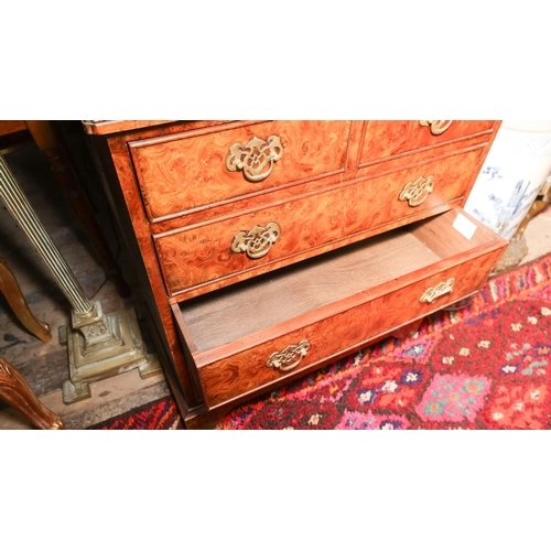 1322 - Burr Walnut Bachelors Chest Finely Constructed Two Short above Three Long Drawers Finely Detailed Th... 