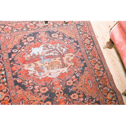 1324 - Persian Pure Wool Rug Navy and Burgundy Ground Approximately 6ft Long x 3ft Wide