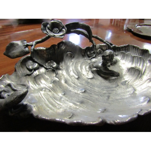 1339 - Art Nouveau Silver Plated Desk Rest Figural Form Approximately 10 Inches Wide Silver Plated