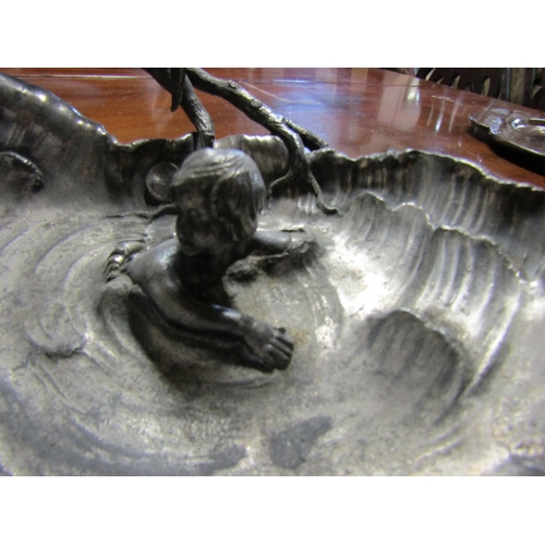 1339 - Art Nouveau Silver Plated Desk Rest Figural Form Approximately 10 Inches Wide Silver Plated