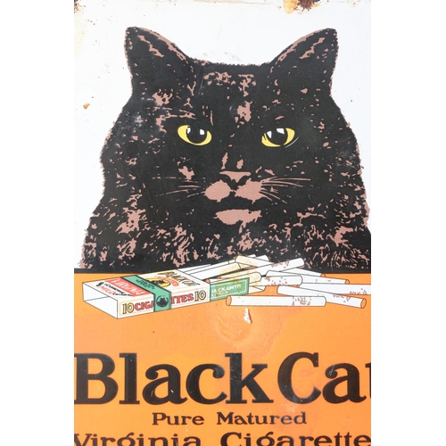 1369 - Black Cat Cigarette Enamel Advertising Sign Approximately 10 Inches High x 8 Inches Wide