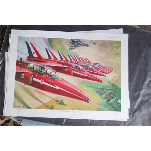 1376 - Peter E. Clarke Red Arrows Various Aviation Prints Each Signed with Original Drawing by Same Artist ... 