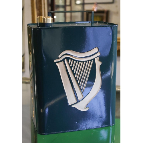 1388 - Irish Hibernian Harp Decorated Enamel Jerry Can Emerald Green Approximately Cast Brass Screw Top Cov... 