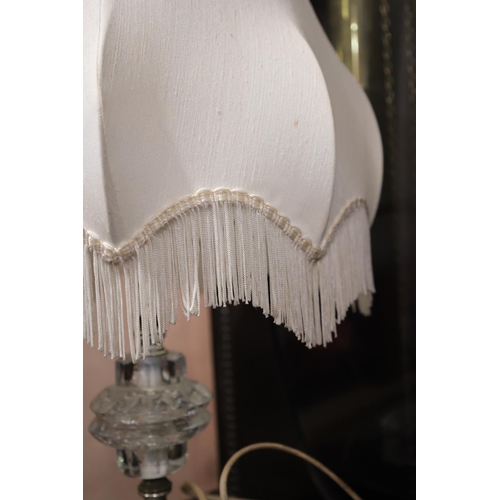 1399 - Crystal Table Lamp with Shaped Form Shade Electrified Working Order