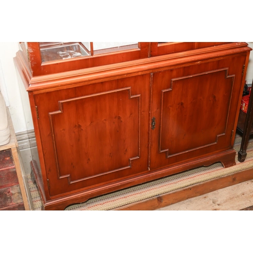 1416 - Mahogany Twin Door Display Cabinet Glazed Upper Section Above Cupboard Base Approximately 4ft Wide x... 