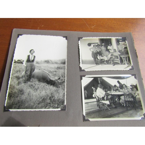 1429 - Album of Edwardian Safari Photographs Black and White Some Large Format Including Elephants Leopards... 