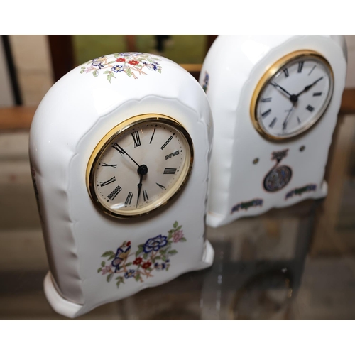 1449 - Two Irish Porcelain Arch Top Mantle Clocks Each Approximately 9 Inches High