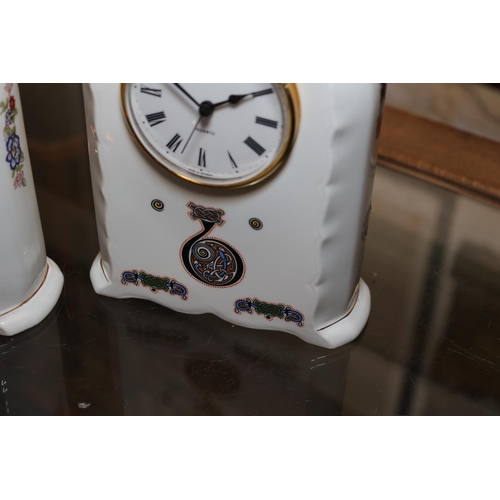 1449 - Two Irish Porcelain Arch Top Mantle Clocks Each Approximately 9 Inches High