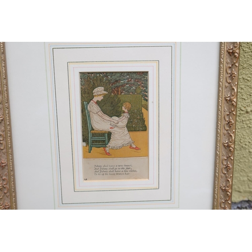 1476 - Pair of Nursery Fine Art Lithographs Contained Within Gilded Frames Each Frame Size Approximately 12... 