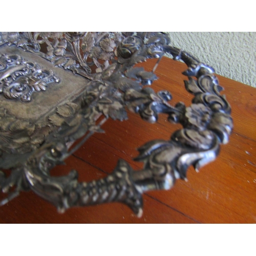 709 - Silver Table Dish Antique Embossed Decoration Approximately 10 Inches Wide