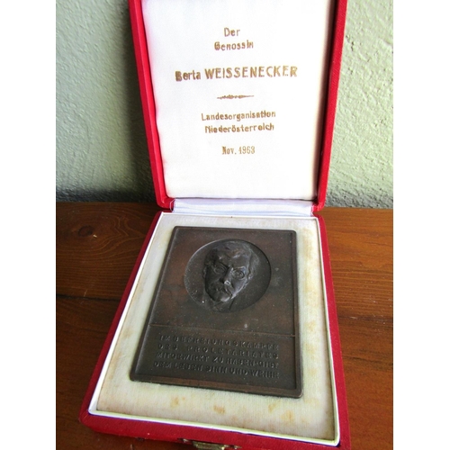 710 - Presentation Medal Bronze Contained Within Original Red Leather Case Dated November 1968