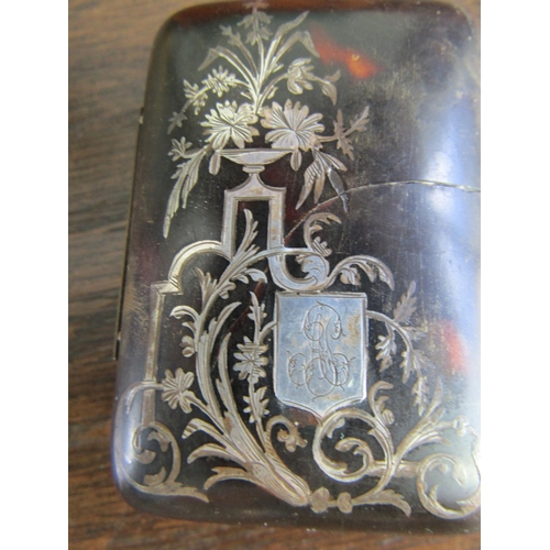 713 - Tortoiseshell Ladies Evening Purse with Silver Overlaid Decoration Attractively Detailed Victorian