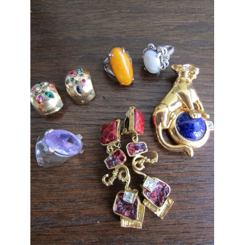 714 - Collection Various Vintage French Costume Jewellery Including Attractive Panther and Lapis Lazuli Ex... 