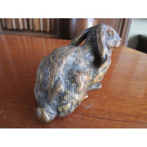 715 - Bronze Figure Seated Rabbit Possibly Austrian Antique Approximately 7cm Wide