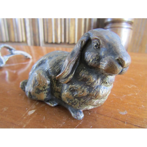 715 - Bronze Figure Seated Rabbit Possibly Austrian Antique Approximately 7cm Wide