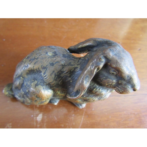 715 - Bronze Figure Seated Rabbit Possibly Austrian Antique Approximately 7cm Wide