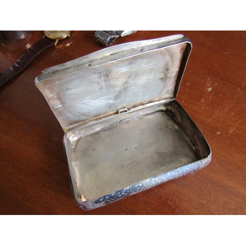 716 - Georgian Silver Gentleman's Box Hinged Cover Depicting Steeplechase Scene Approximately 4 Inches Wid... 