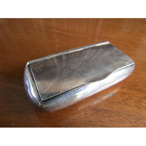 720 - Silver Snuff Box Hinged Cover Gilded Interior Approximately 3 Inches Wide