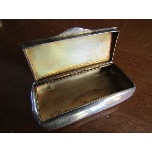 720 - Silver Snuff Box Hinged Cover Gilded Interior Approximately 3 Inches Wide