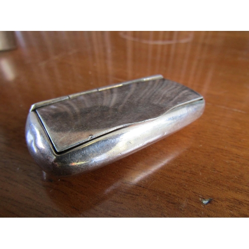 720 - Silver Snuff Box Hinged Cover Gilded Interior Approximately 3 Inches Wide