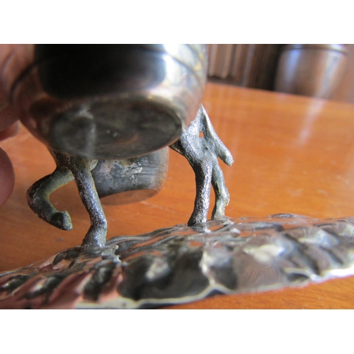 721 - Novelty Silver Donkey Table Salt with Creel Form Cruits Approximately 3 Inches Wide