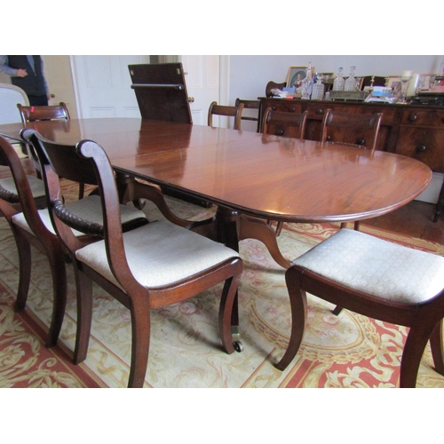 731 - Antique Mahogany Dining Room Table Twin Pod with Two Extra Leaves Extends to Approximately 10ft 6 In... 