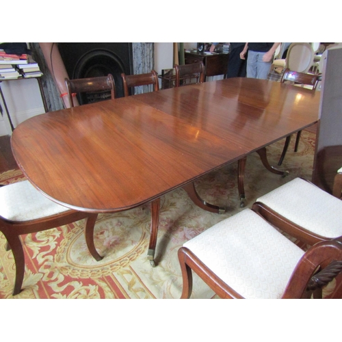 731 - Antique Mahogany Dining Room Table Twin Pod with Two Extra Leaves Extends to Approximately 10ft 6 In... 