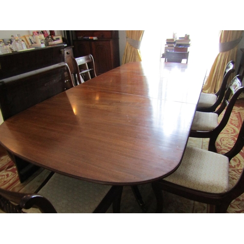 731 - Antique Mahogany Dining Room Table Twin Pod with Two Extra Leaves Extends to Approximately 10ft 6 In... 