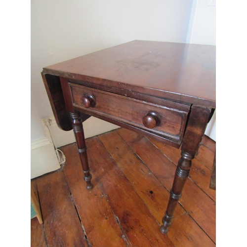 735 - George III Pembroke Table Drop Leaf Single Drawer Above Turned Supports