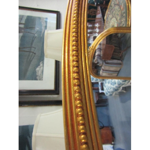 736 - Carved and Gilded Overmantle Mirror with Side End Scroll Form Decoration Approximately 52 Inches Wid... 