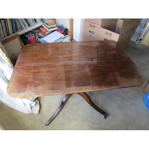 738 - Regency Mahogany Supper Table Rectangular Form Hipped Form Quatrefoil Base Approximately 4ft 6 Inche... 