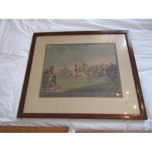 745 - Three Antique Sporting Prints Including Steeplechase Scene Largest Approximately 18 Inches High x 20... 