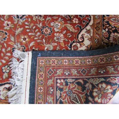 746 - Persian Pure Wool Rug Navy and Burgundy Ground Central Medallion Motif Approximately 7ft Long x 4ft ... 