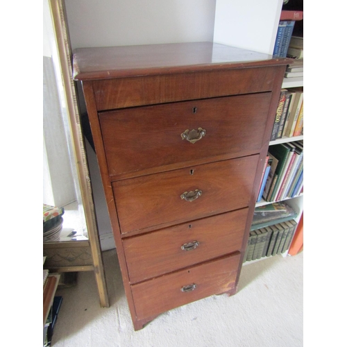 750 - Antique Mahogany Pier Chest Four Drawer Approximately 18 Inches Wide x 48 Inches High