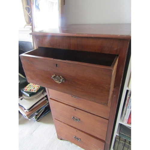 750 - Antique Mahogany Pier Chest Four Drawer Approximately 18 Inches Wide x 48 Inches High