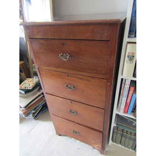 750 - Antique Mahogany Pier Chest Four Drawer Approximately 18 Inches Wide x 48 Inches High