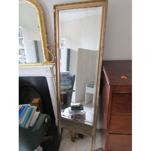 752 - Gilt Decorated Rectangular Form Cheval Mirror Free Standing Vintage or Older Approximately 5ft 9 Inc... 