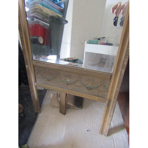 752 - Gilt Decorated Rectangular Form Cheval Mirror Free Standing Vintage or Older Approximately 5ft 9 Inc... 