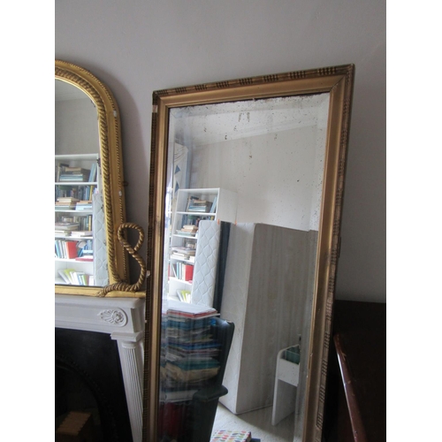 752 - Gilt Decorated Rectangular Form Cheval Mirror Free Standing Vintage or Older Approximately 5ft 9 Inc... 