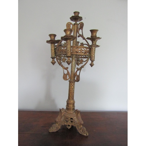 756 - Ecclesiastical Candelabra Gothic Form Antique Approximately 20 Inches High