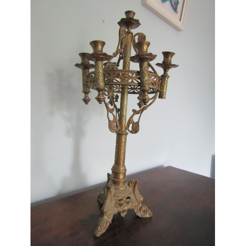 756 - Ecclesiastical Candelabra Gothic Form Antique Approximately 20 Inches High