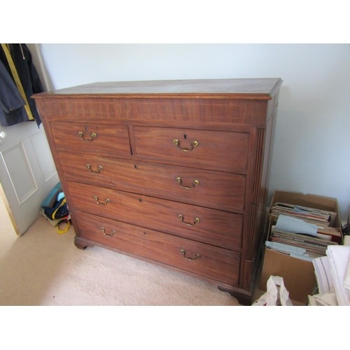 757 - Early Victorian Mahogany Chest of Two Short and Three Long Drawers Approximately 50 Inches Wide x 48... 