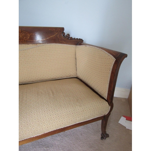 758 - Antique Inlaid Mahogany Settee Shaped Form Supports Approximately 4ft 6 Inches Wide