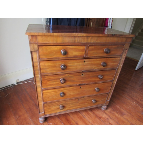 759 - William IV Chest of Two Short and Four Long Drawers Well Detailed Throughout Carved Supports Approxi... 