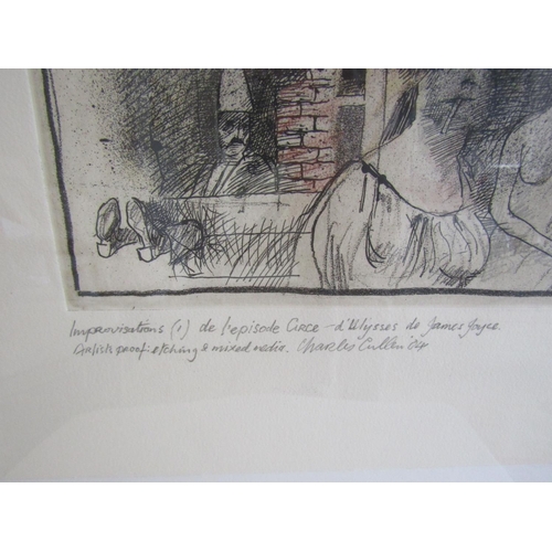 760 - Charlie Cullen Signed Engraving Episode from Ulysses by James Joyce Artist Proof Etching and Mixed M... 