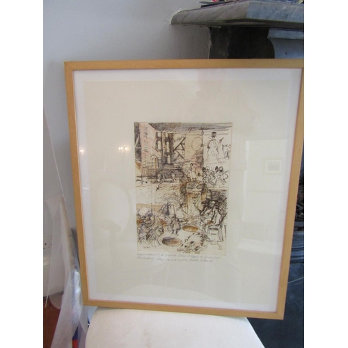 761 - Charlie Cullen Scene from Ulysses by James Joyce Artist Proof Engraving and Mixed Media Signed and D... 